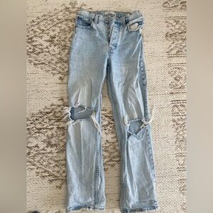 Abercrombie & Fitch Light Blue Ripped Boyfriend Jeans